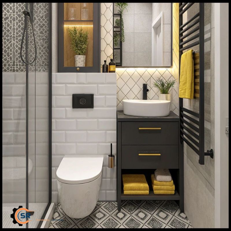 Tile replacement and wall finishing work in UAE home bathroom