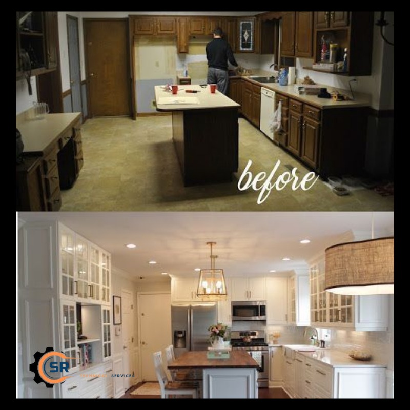 Modern kitchen renovation with new cabinets and lighting by SR Technical Services