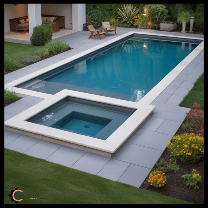 Lighting setup added to a newly built swimming pool