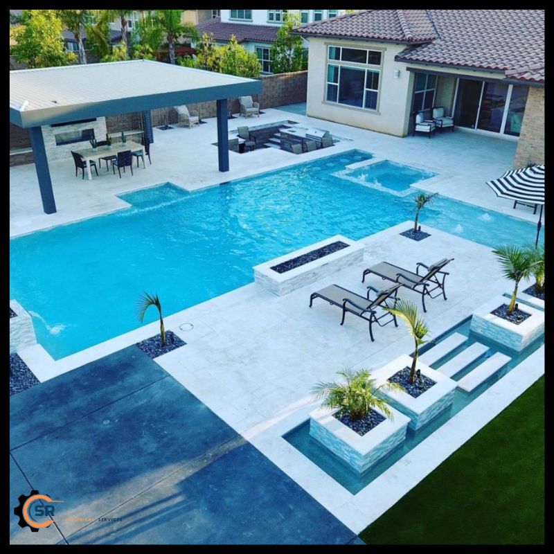 Cracked pool structure being prepared for repair